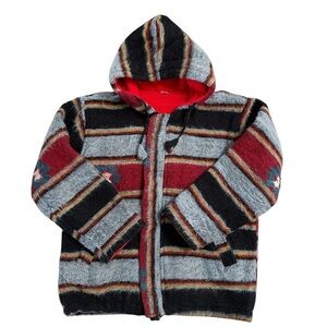 Nepali Wool Hooded Jacket Striped Size Small